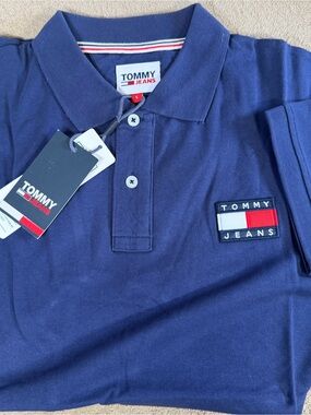 Tommy Hilfiger Tommy Jeans Navy Polo with Red and White Trim